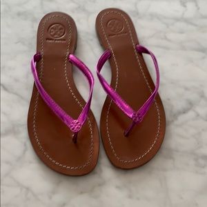 Tory Burch metallic pink thong sandal